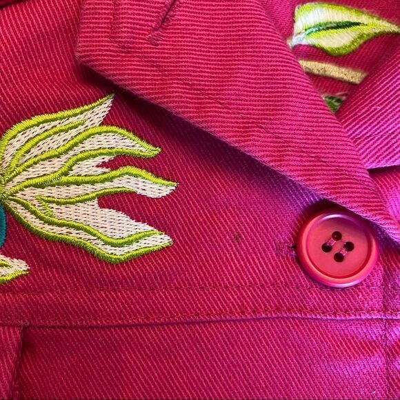I.B. Diffusion Sz 8 Fuschia Pink Heavy Embroidered Koi Fish Vintage Jacket - Picture 12 of 12